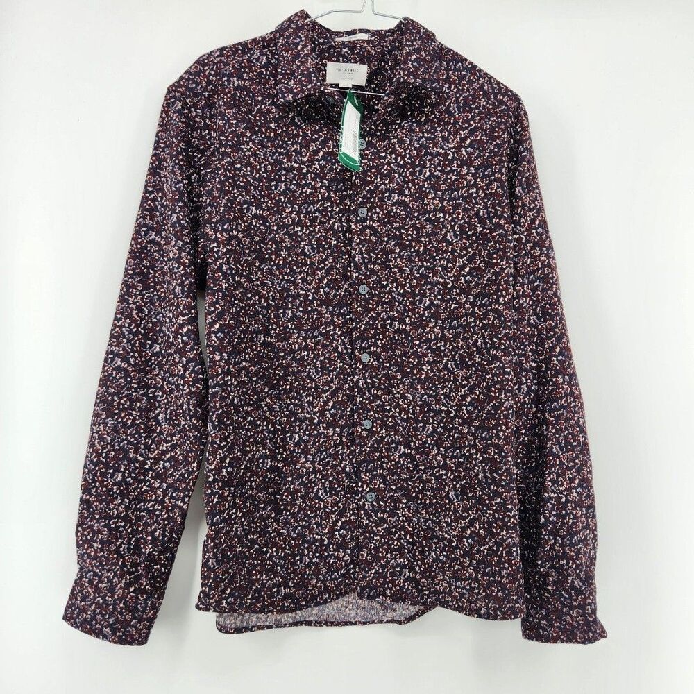 Julian & Mark Brown Medium Abstract Floral Corduroy Long Sleeve Shirt NWT